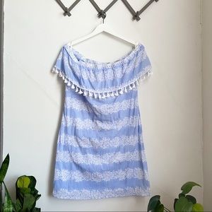 Sail To Sable Off-Shoulder Tassel Dress